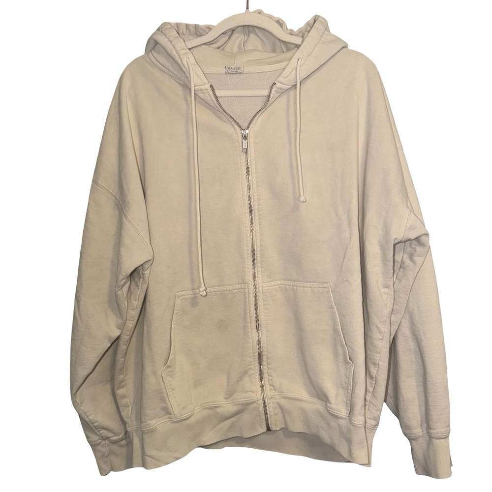 John Galt Cream zip up oversized hoodie